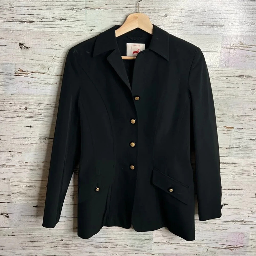 Monki  bright black gold button blazer size 36